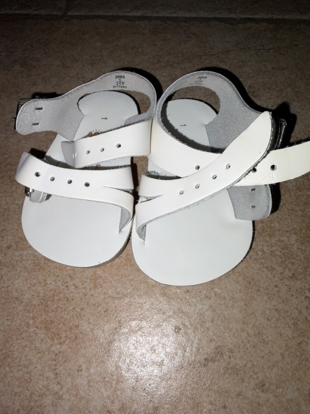 Sea Wees Sun Sans White Leather Kids Sandals with Adjustable Straps